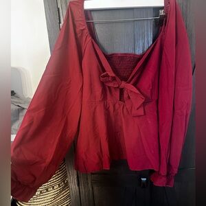 Shein Tie Front Romantic Red Top size 2xl
